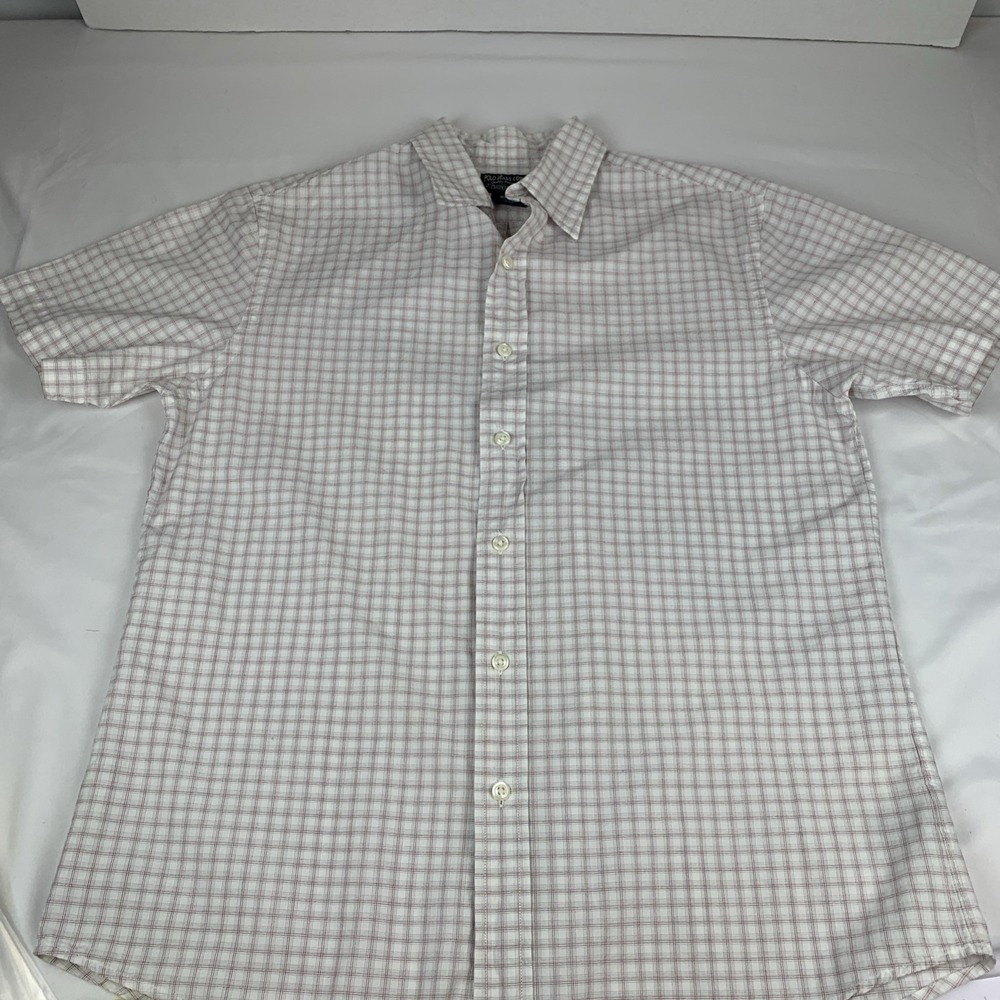 Polo Jeans Co Ralph Lauren Mens Medium Plaid Short Sleeve Button Down Shirt Red